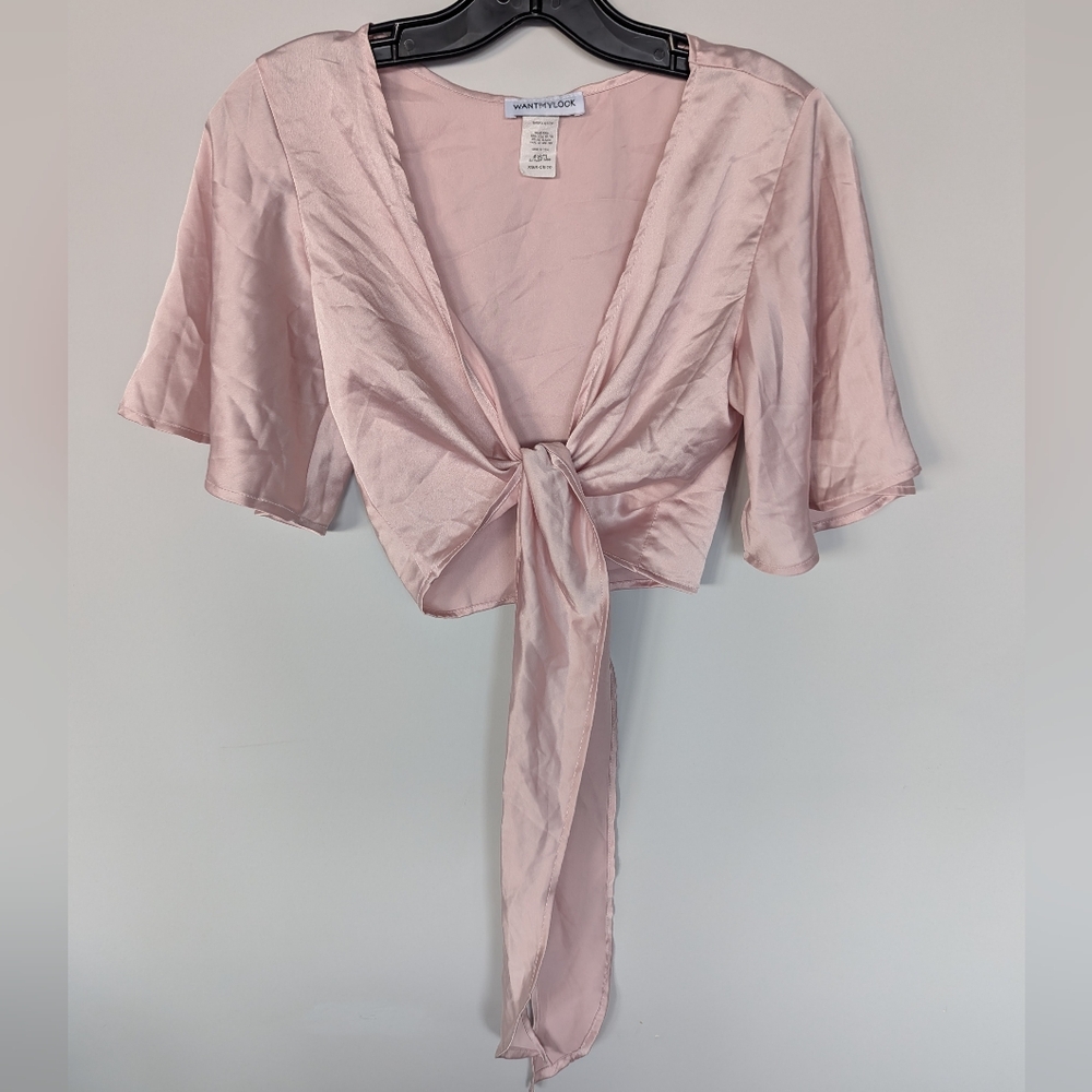 Pink Tie-Front Blouse